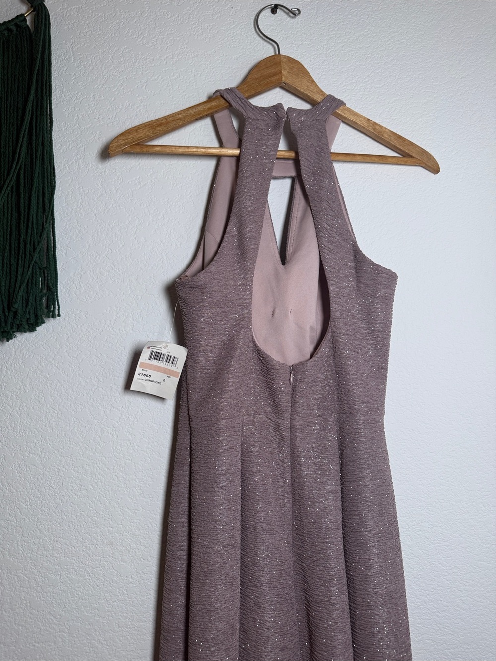 Night Way Collections Rose-Mauve Shimmer Halter Maxi Dress - Picture 11 of 14